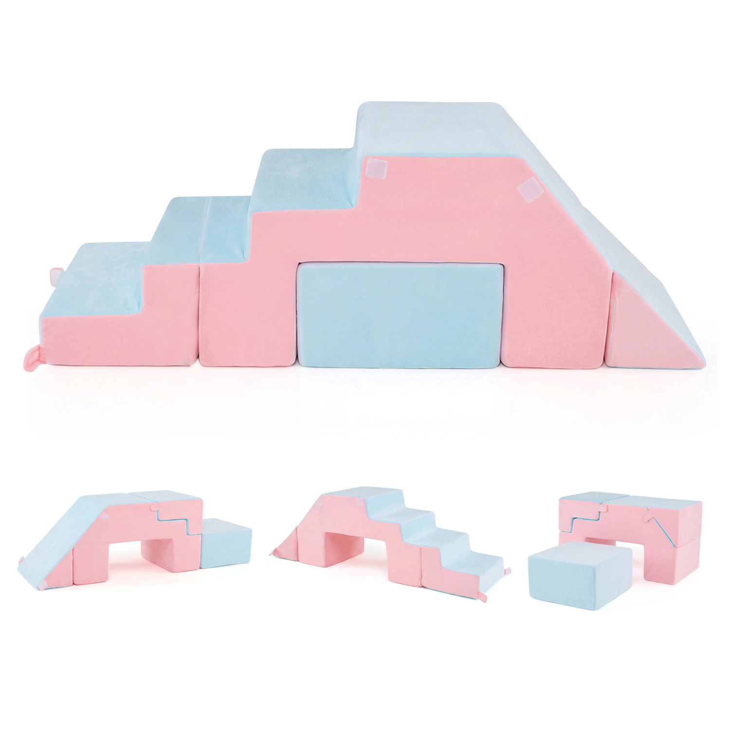 LJG 4-in-1 Foam Climbing Blocks Toddler Indoor Climb with Slide
