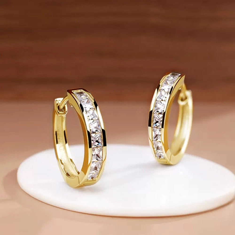 Fashion Princess Square Cubic Zirconia Hoop Earrings for Women