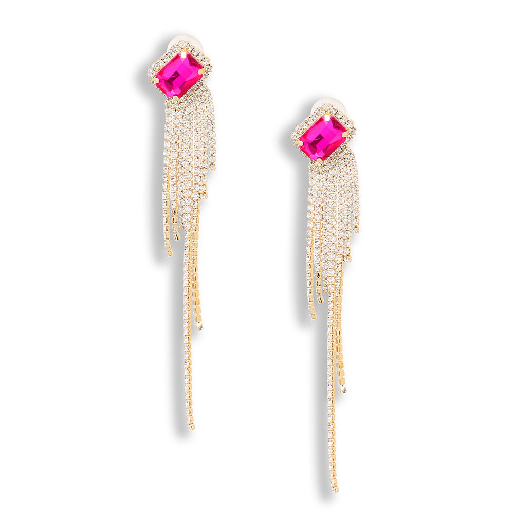 SOHI Women's Pink Bling Drop Earrings
