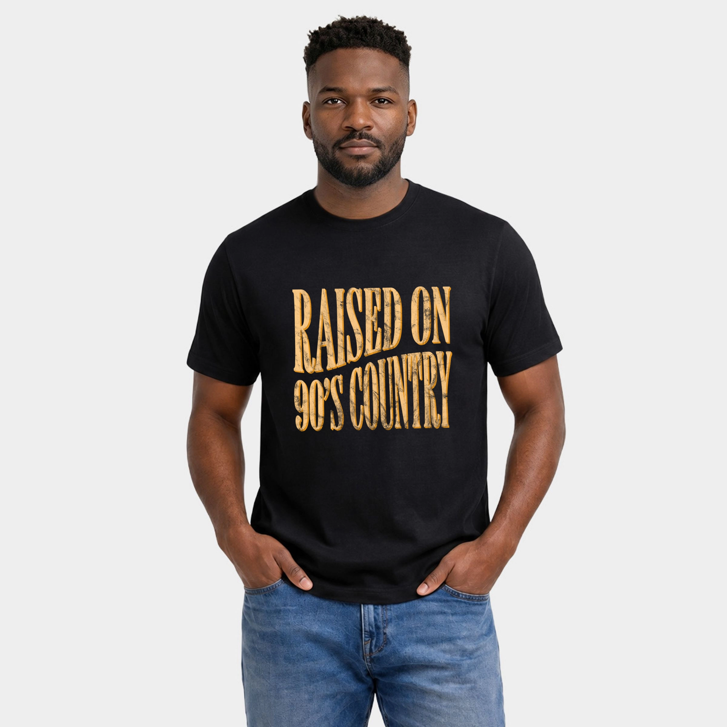 Simply Sage Market - Men's Garment Dyed Graphic T-Shirt Raised on 90s Country Distressed