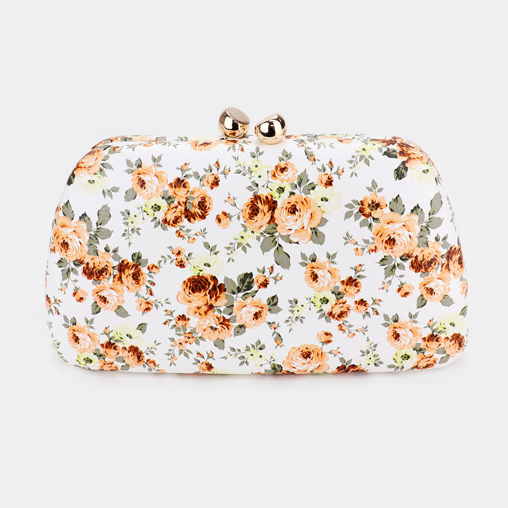 Fashnzfab Flower Pattern Faux Leather Clutch Bag