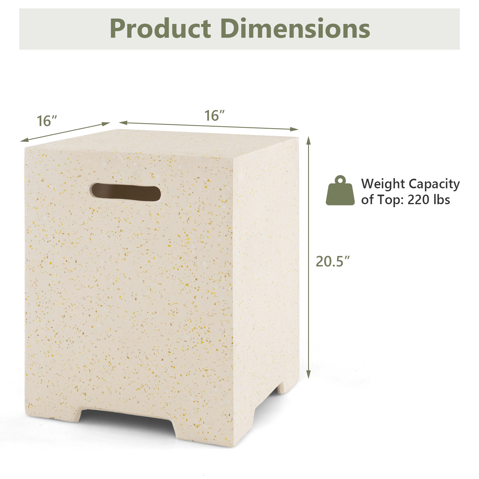SUGIFT 2-in-1 Gas Tank Holder Side Table 220-lb Capacity Fits 20-lb Propane Tank White