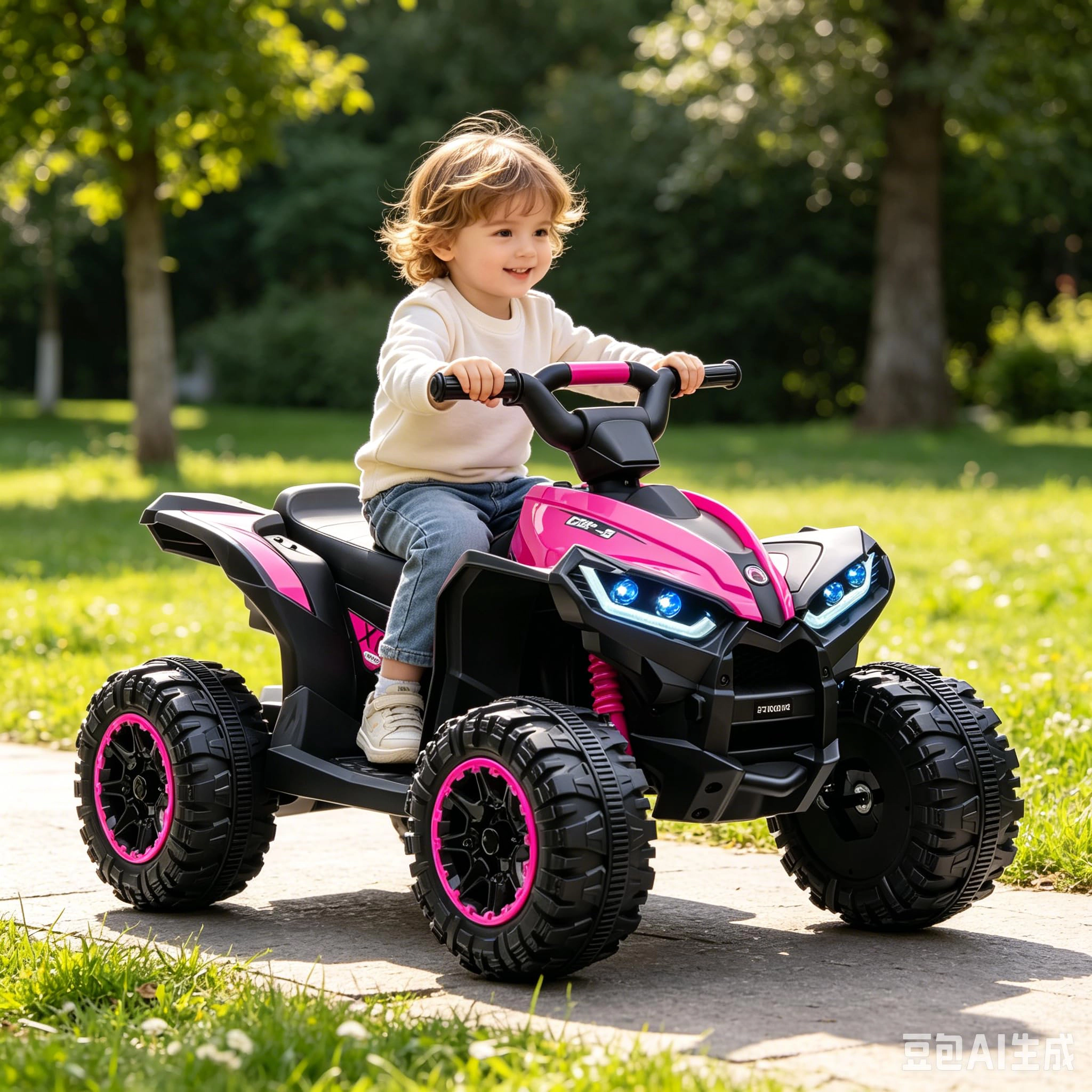 12V Kids Ride On ATV Quad with Remote Control, Music & LED Lights for Boys & Girls Ages 3-8