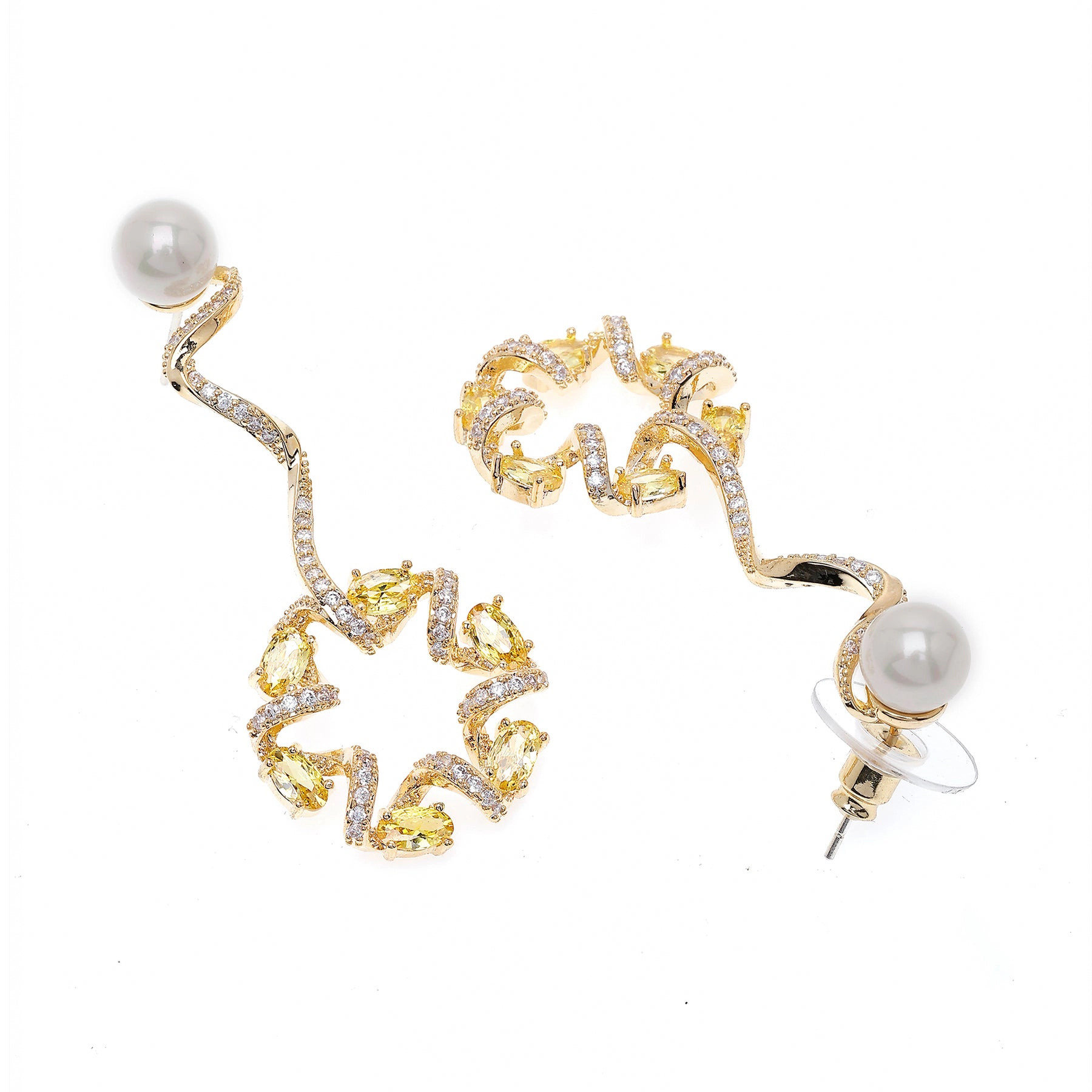 AGP PARIS Womens Dainty Yellow Swirl Drop Earrings