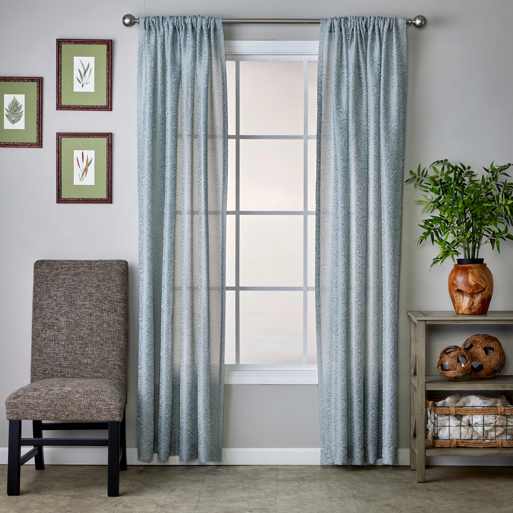 SKL Home By Saturday Knight Ltd Soft Swirl Window Curtain Panel - 56X84", Blue