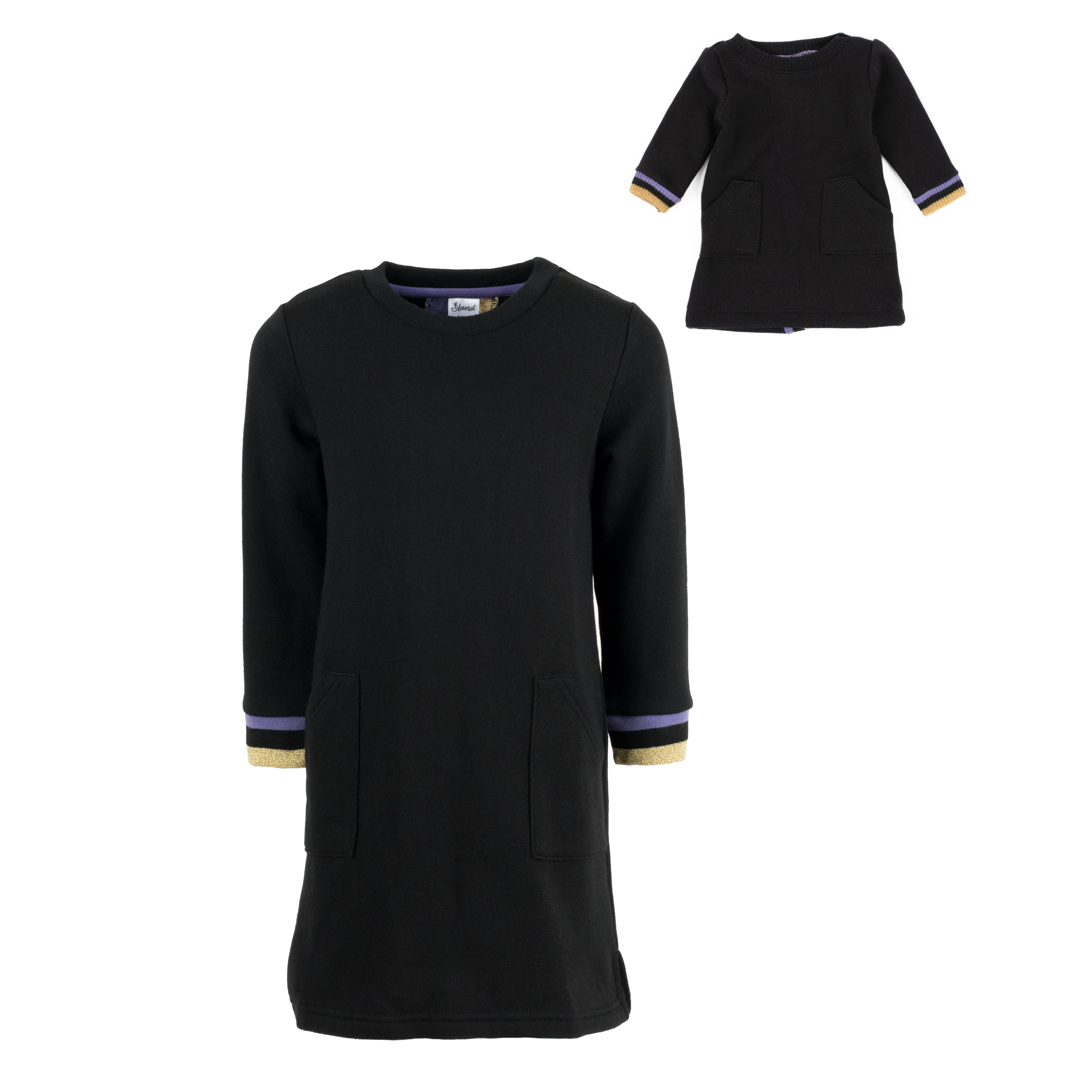 Leveret Girl & Matching Doll Sweatshirt Tunic Dress Set