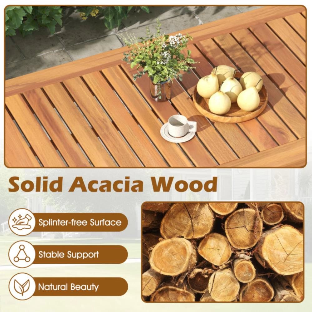 Hivvago 4 Pieces Outdoor Acacia Wood Conversation Set With Soft Cushions And Coffee Table-White