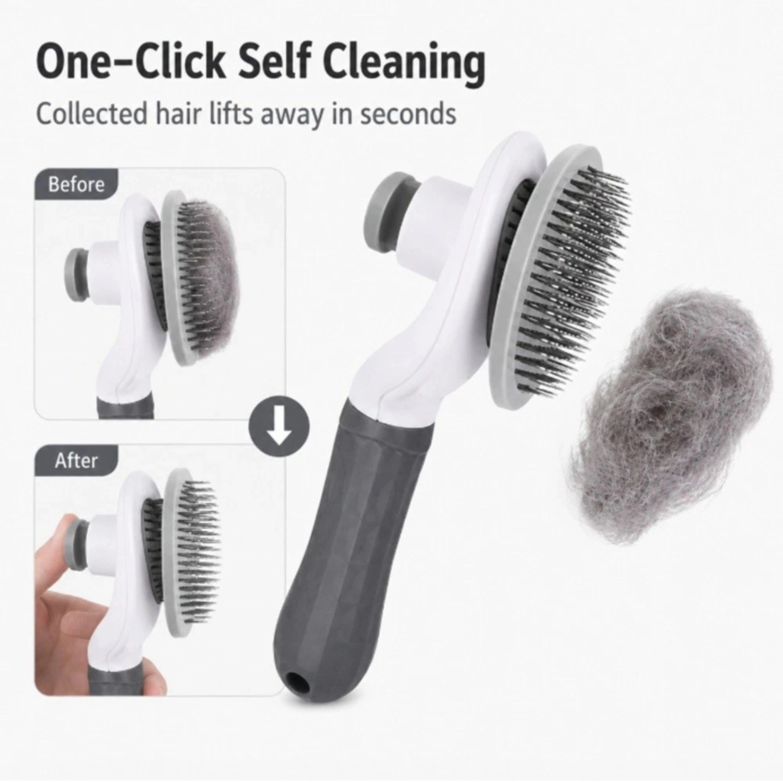 Home Collection Self-Cleaning Pet Hair Remover Brush for Dogs & Cats