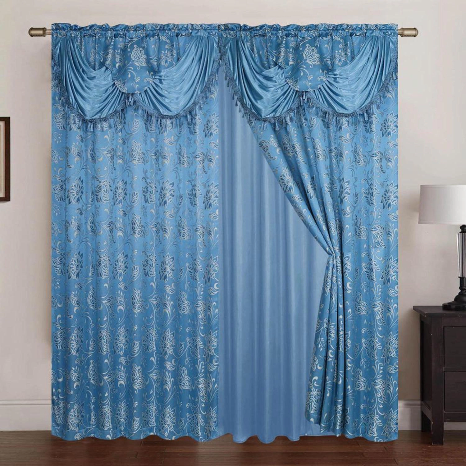 RT Designers Collection Nancy Faux Silk Grommet Curtain Panel 54" x 84" Neon