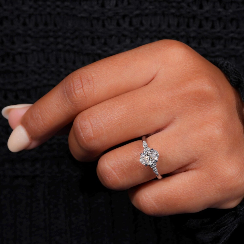 Wardrobe Whimsy Oval Cut Cubic Zirconia Multi‑Accent Engagement Ring