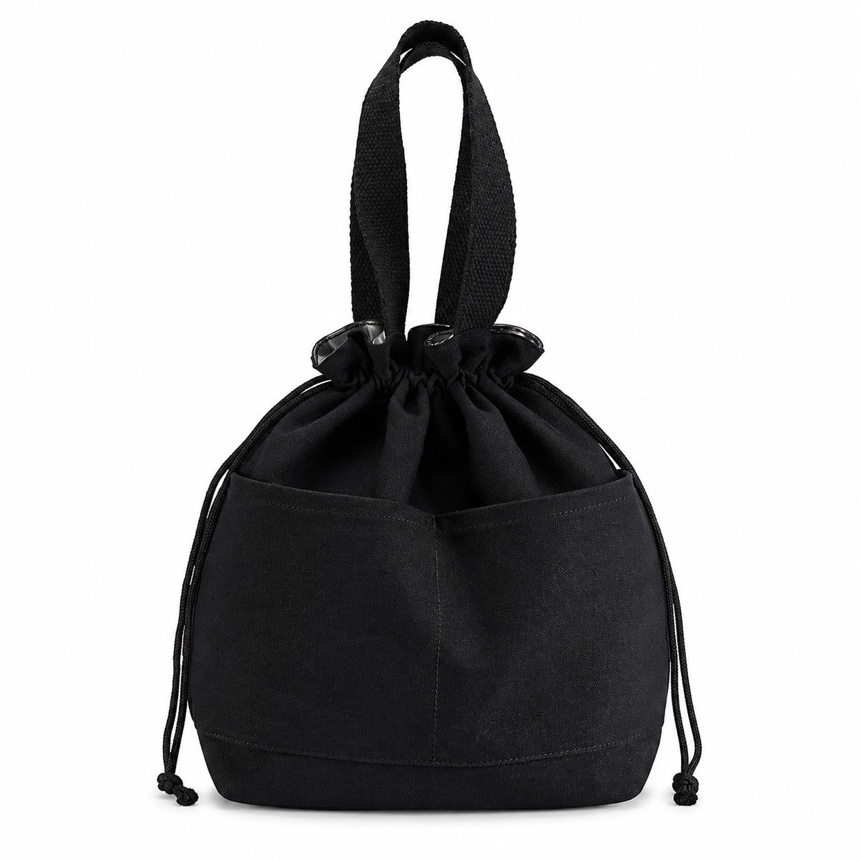 Alilang Women's Insulated Drawstring Lunch Bag with Front Pockets Reusable Tote, Black