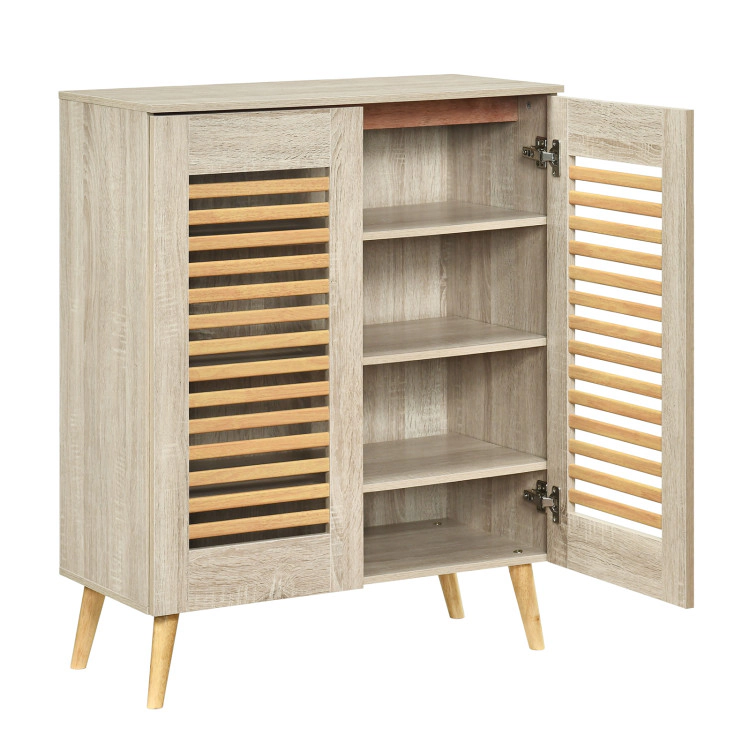 Hivvago Shoe Cabinet with Louvered Doors and Removable Shelves