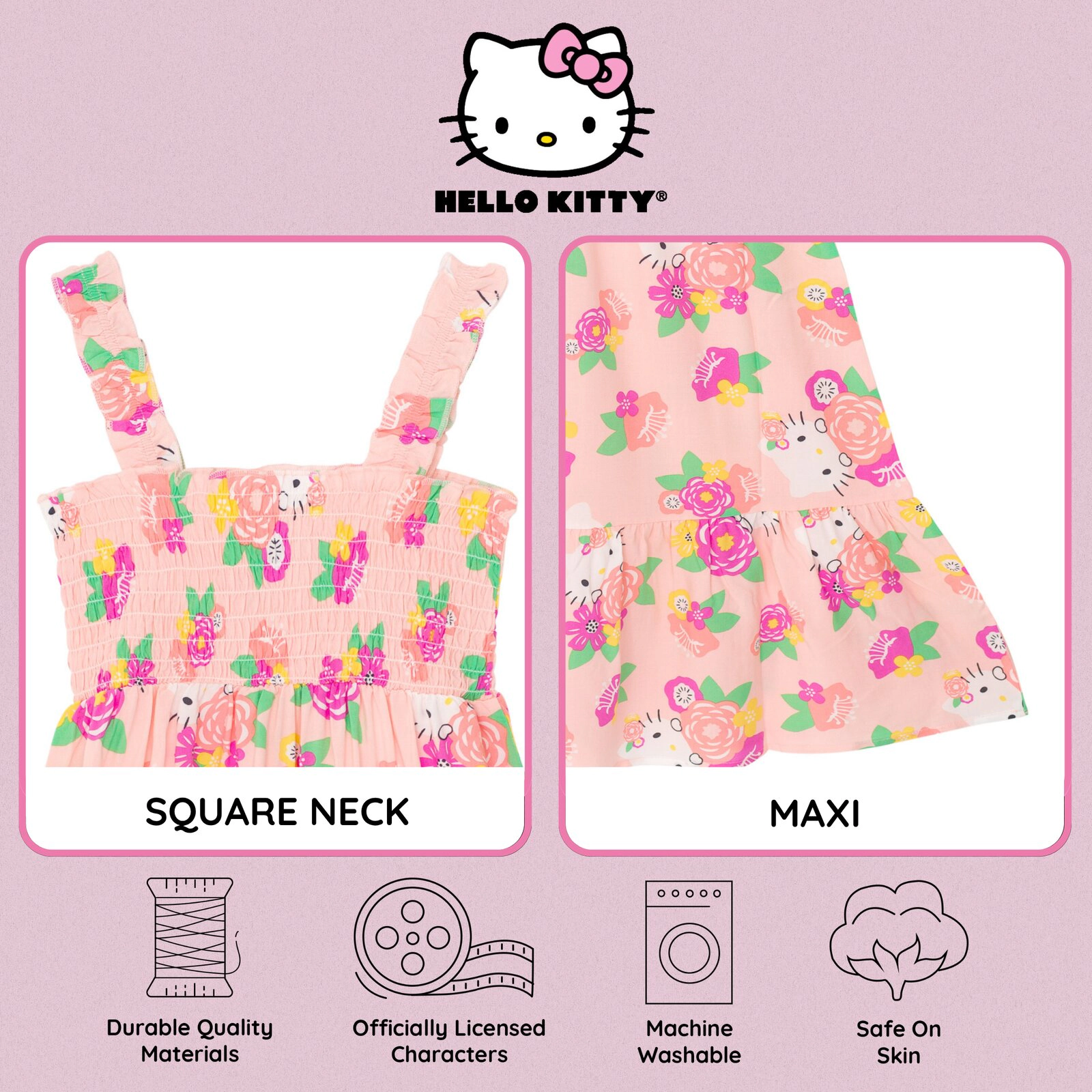 Hello Kitty Girls' Sleeveless Maxi Dress