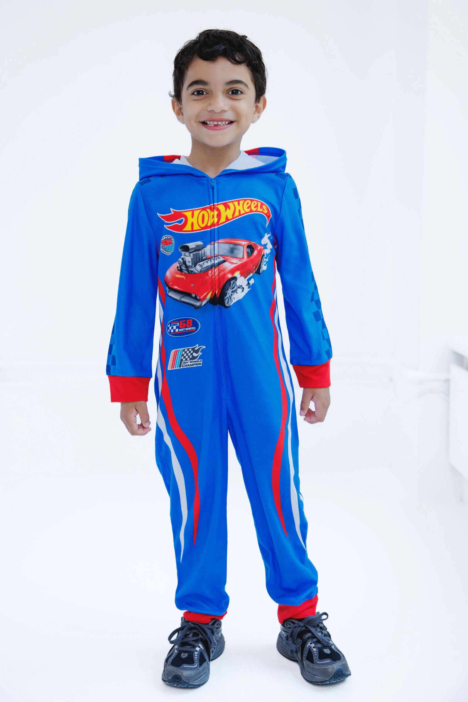 Hot Wheels Boys' Racing Fleece Hooded One Piece Pajama