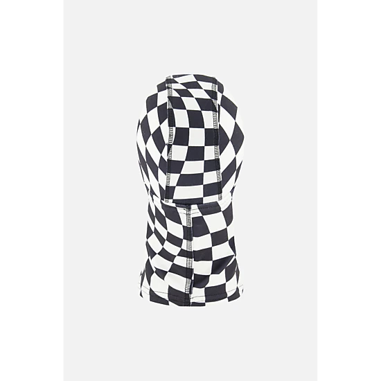 Deux par Deux Boys Brushed Jersey Checkered Print Balaclava with Reflective Patch