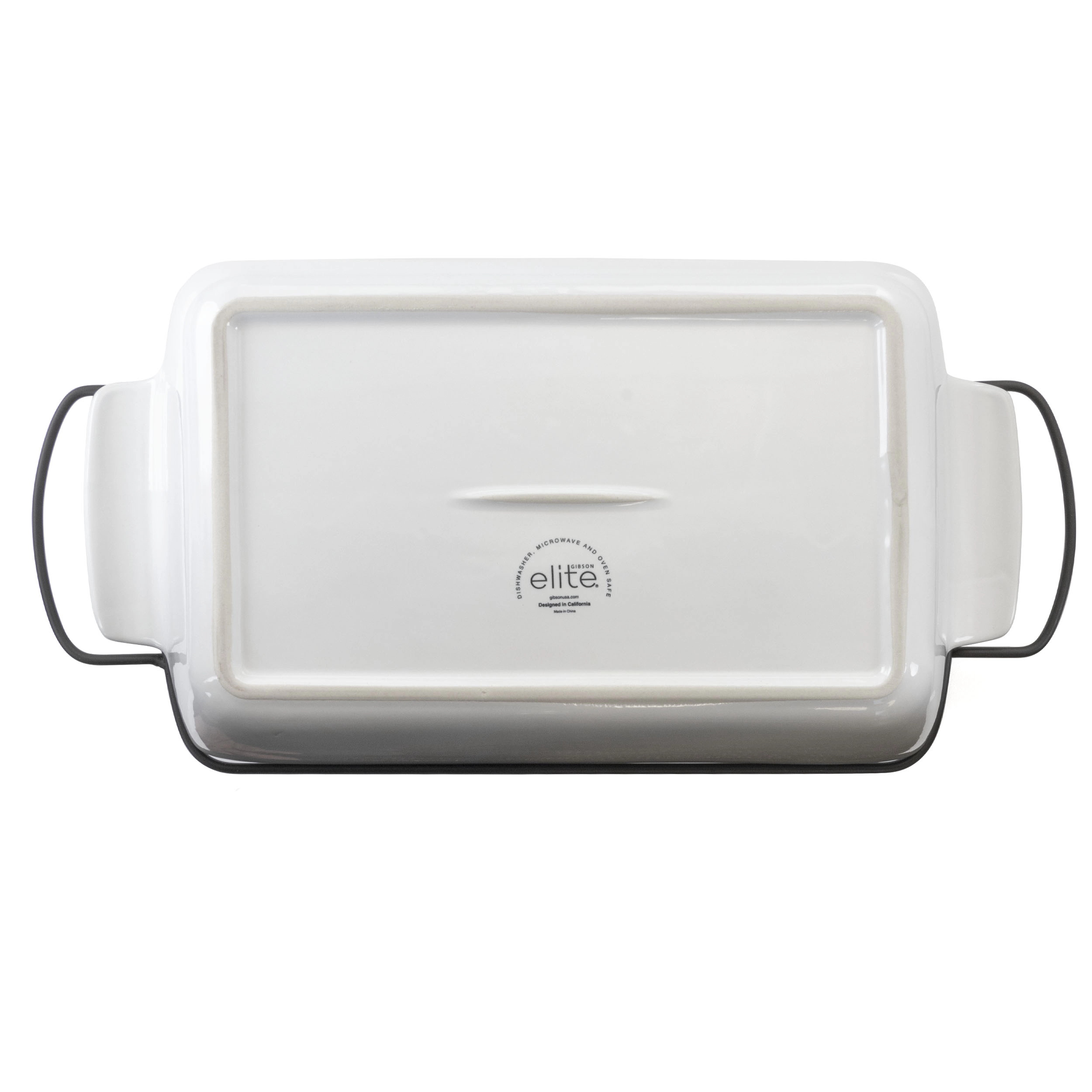 Gibson Elite 2 Piece Rectangle 15.5 Inch Stoneware Bakeware with Metal Rack