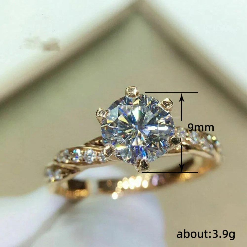 Elegant 6-Claw Set Sparkling Zircon Women's Engagement Ring