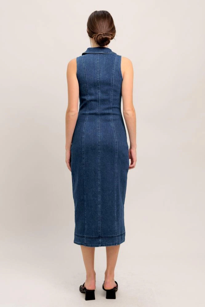 TRUEDAMES Women Everyday Edge Denim Midi Dress