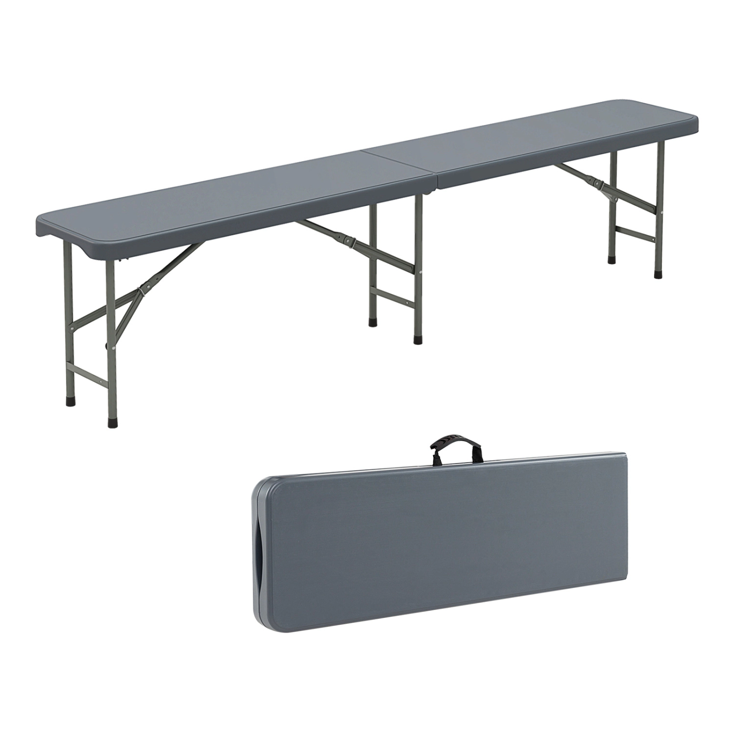 LJG 6 Feet Plastic Folding Bench Portable Seat with Handle and Lock