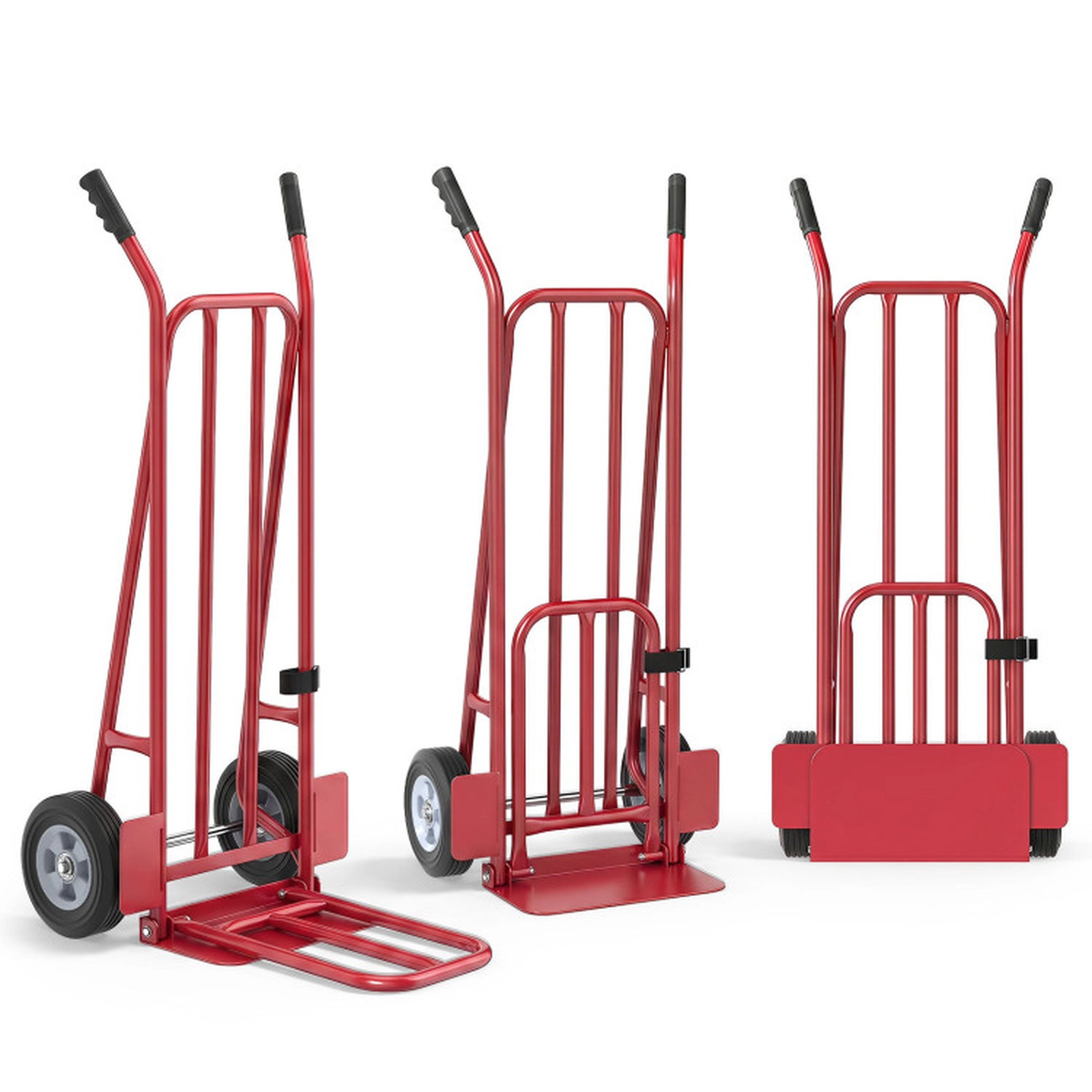 SUGIFT 660-lb Capacity Heavy Duty Convertible Folding Hand Truck Dolly Cart with Dual Nose Plates and 8-in Wheels