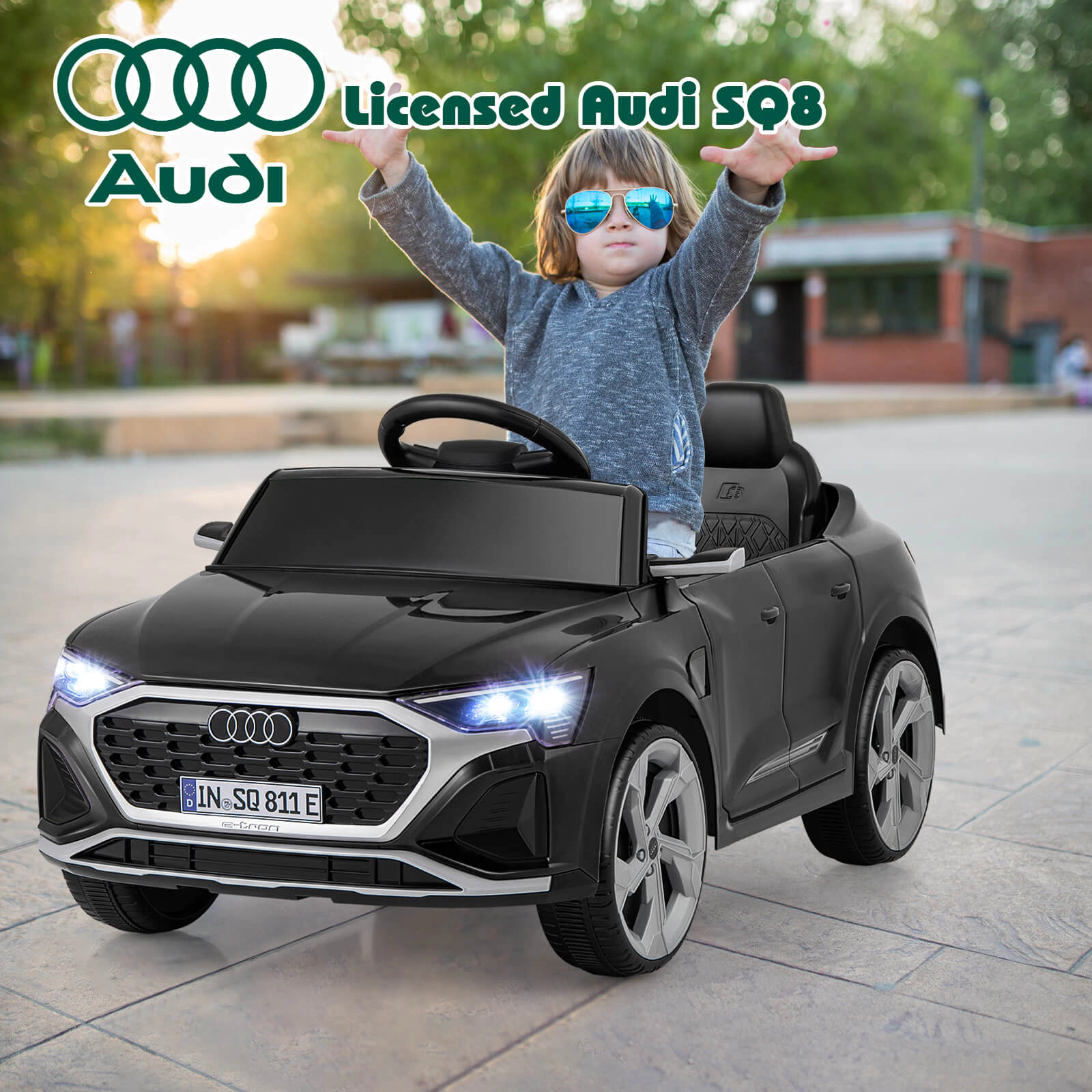 Costway 12V Kids Ride On Car w/Remote Control 4 Wheels Suspension 3 Speeds LED Headlight