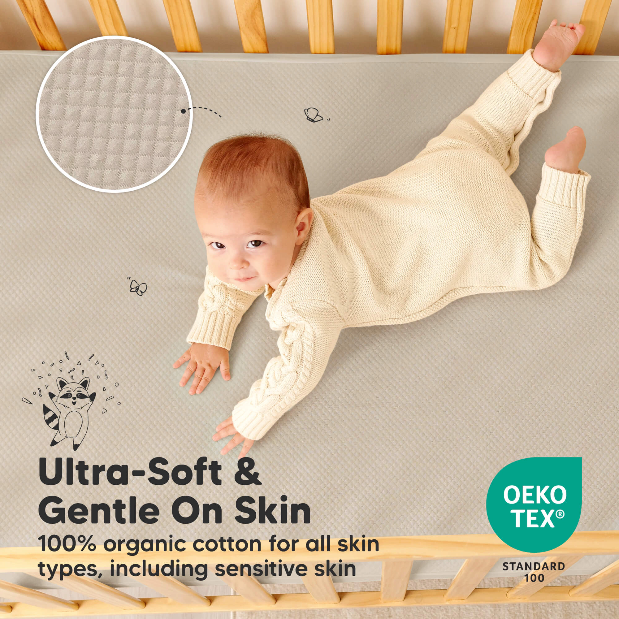 KeaBabies 2-Pack Quin Protect+ Waterproof Crib Mattress Protector