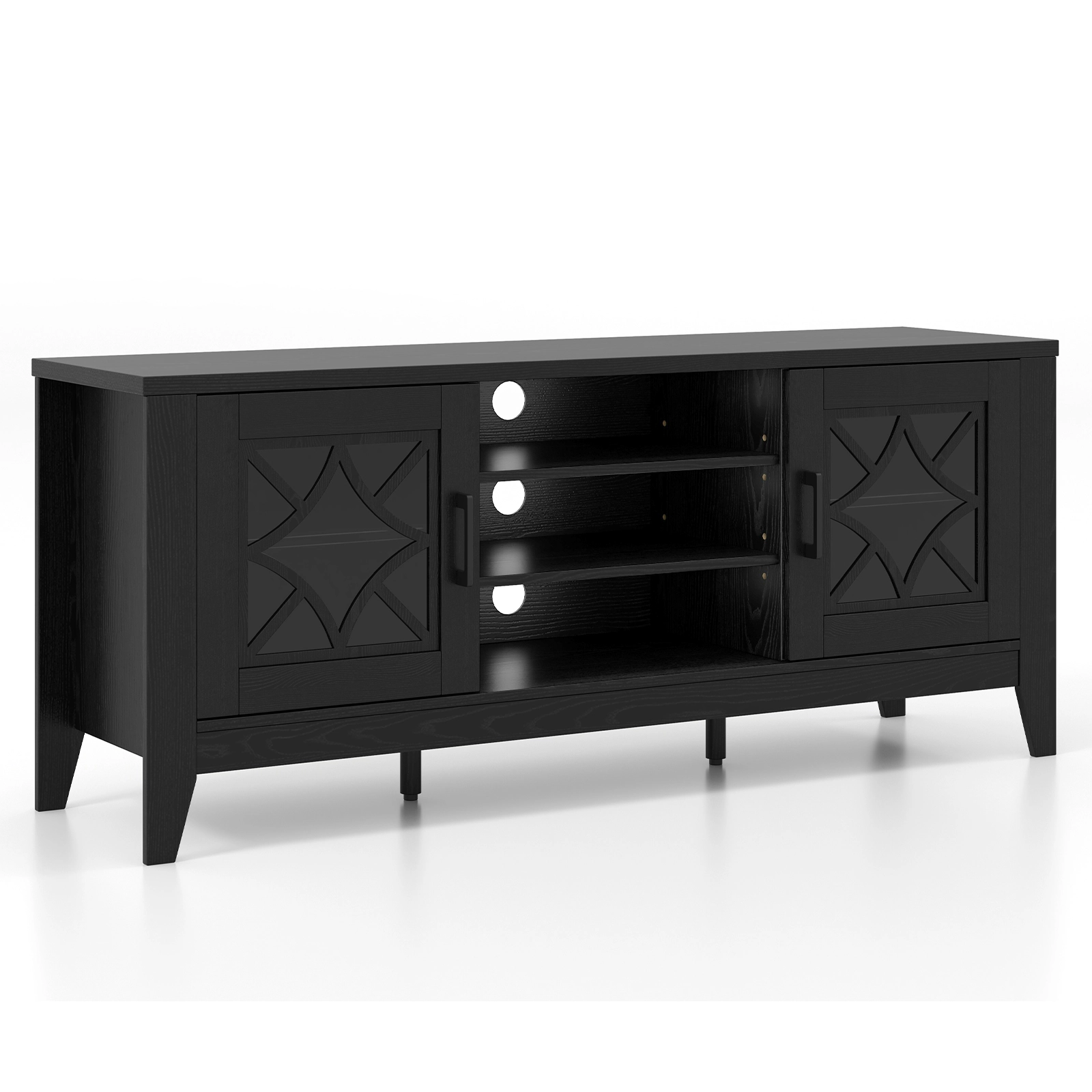 Hivvago Farmhouse TV Stand for TVs Up to 65 Inches 4 Adjustable Shelves