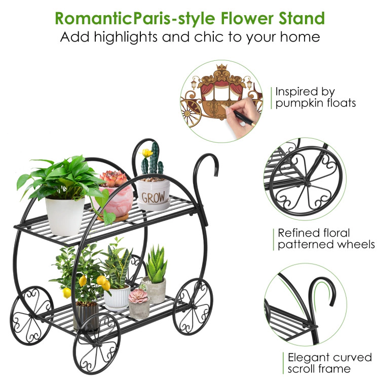 Hivvago Heavy Duty Metal Flower Cart Plant Stand