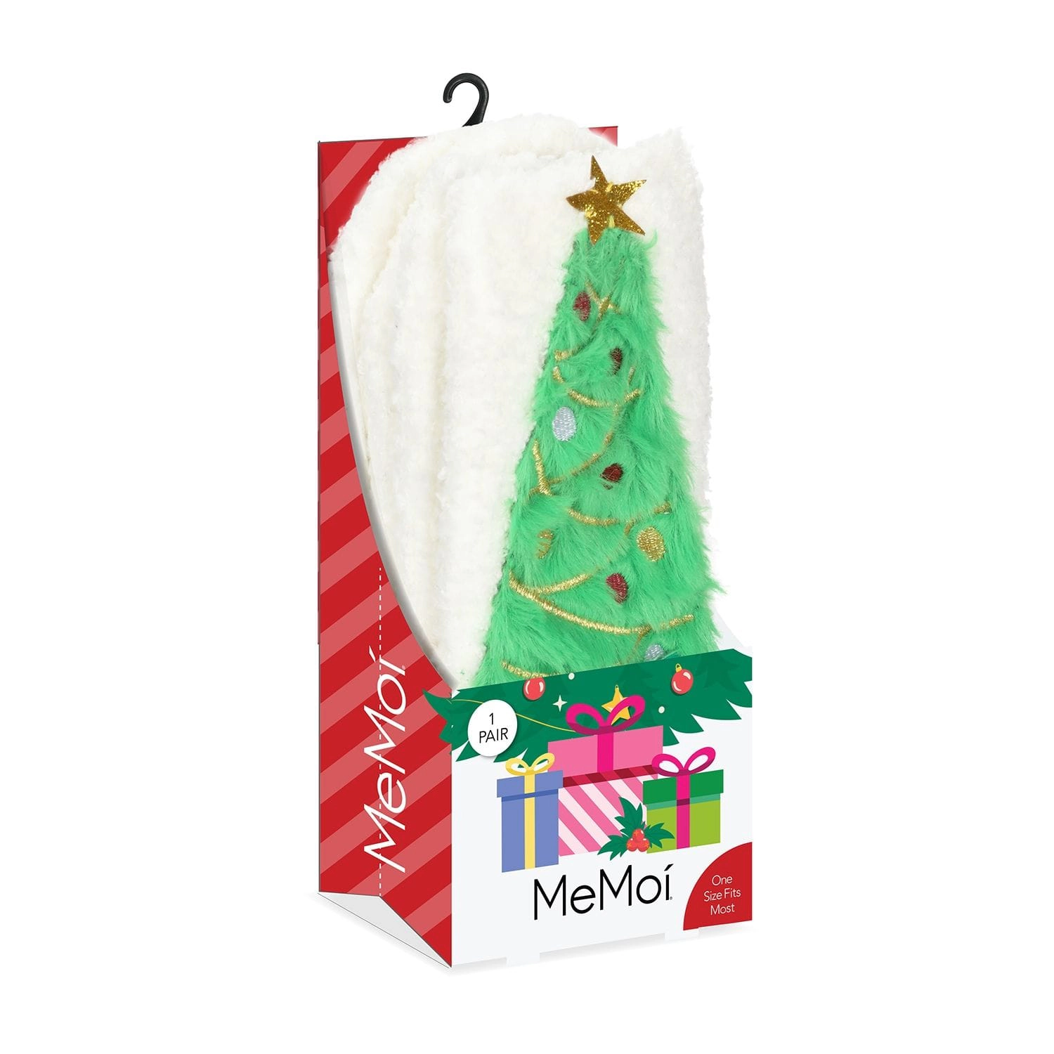 MeMoi Women's Christmas Tree Embellished Plush Crew Socks