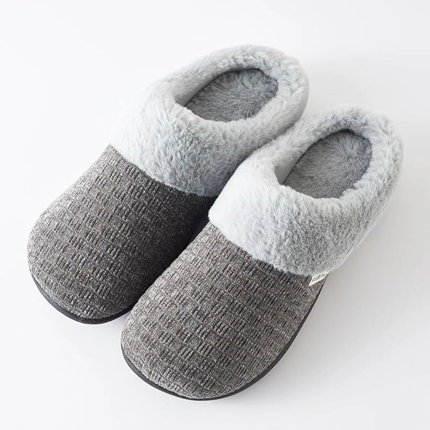 Women’s Woven Knit Fleece Clog Slippers, Cozy Faux Fur Lined