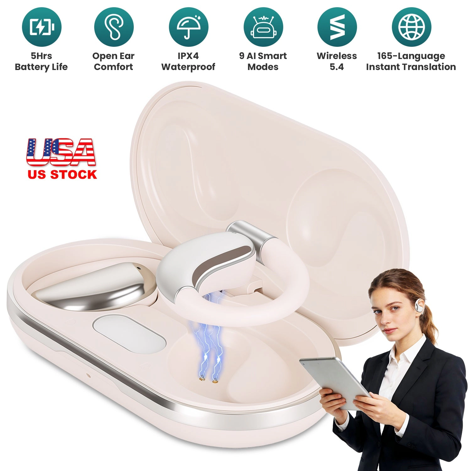 GBruno AI Translation Earbuds With Charging Case
