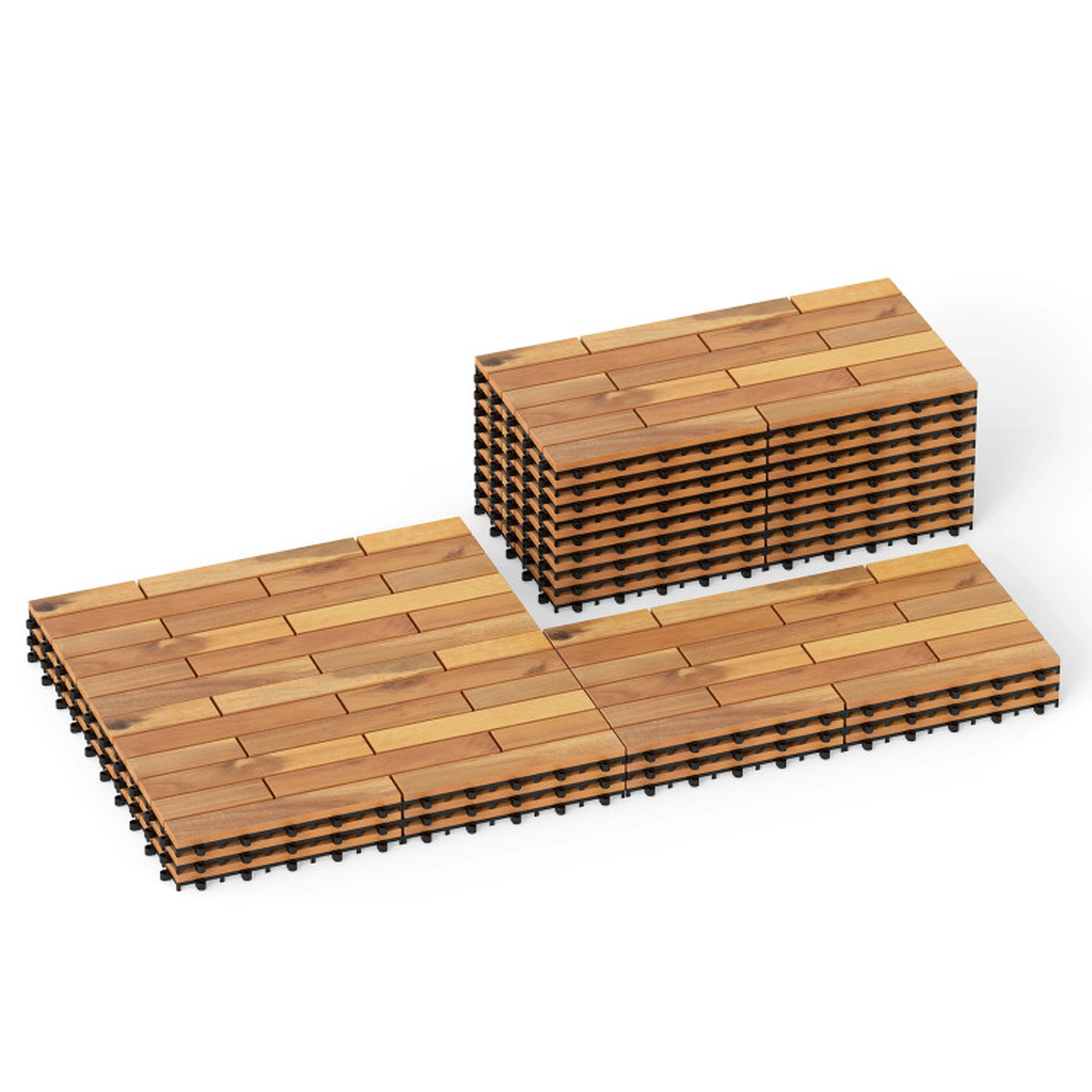 SUGIFT Natural 48-Piece Acacia Wood Deck Tiles with Textured Grain Surface 24-in W 12-in D 500-lb Tile Capacity