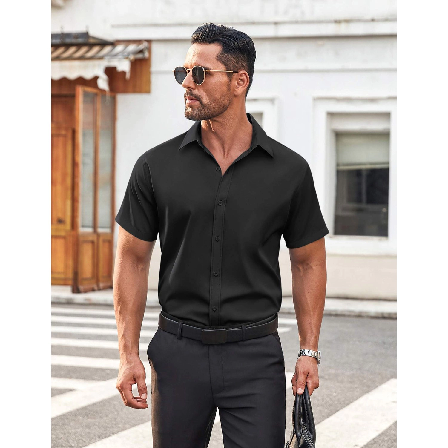 COOFANDY Mens Casual Short Sleeve Button Up Shirt Shorts Set  2 Piece Outfits