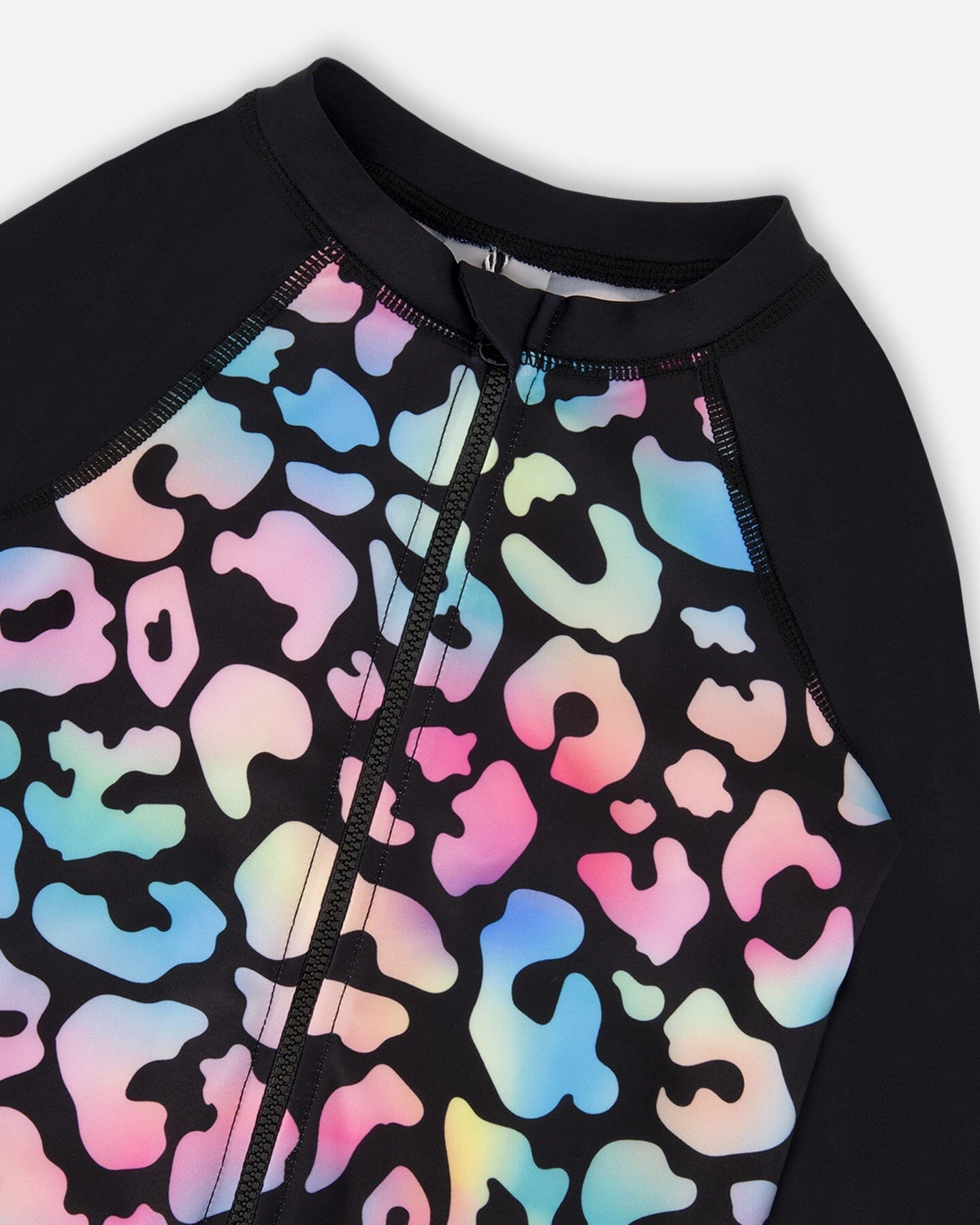 Deux par Deux Girls One-Piece Long Sleeve Rashguard Leopard Print