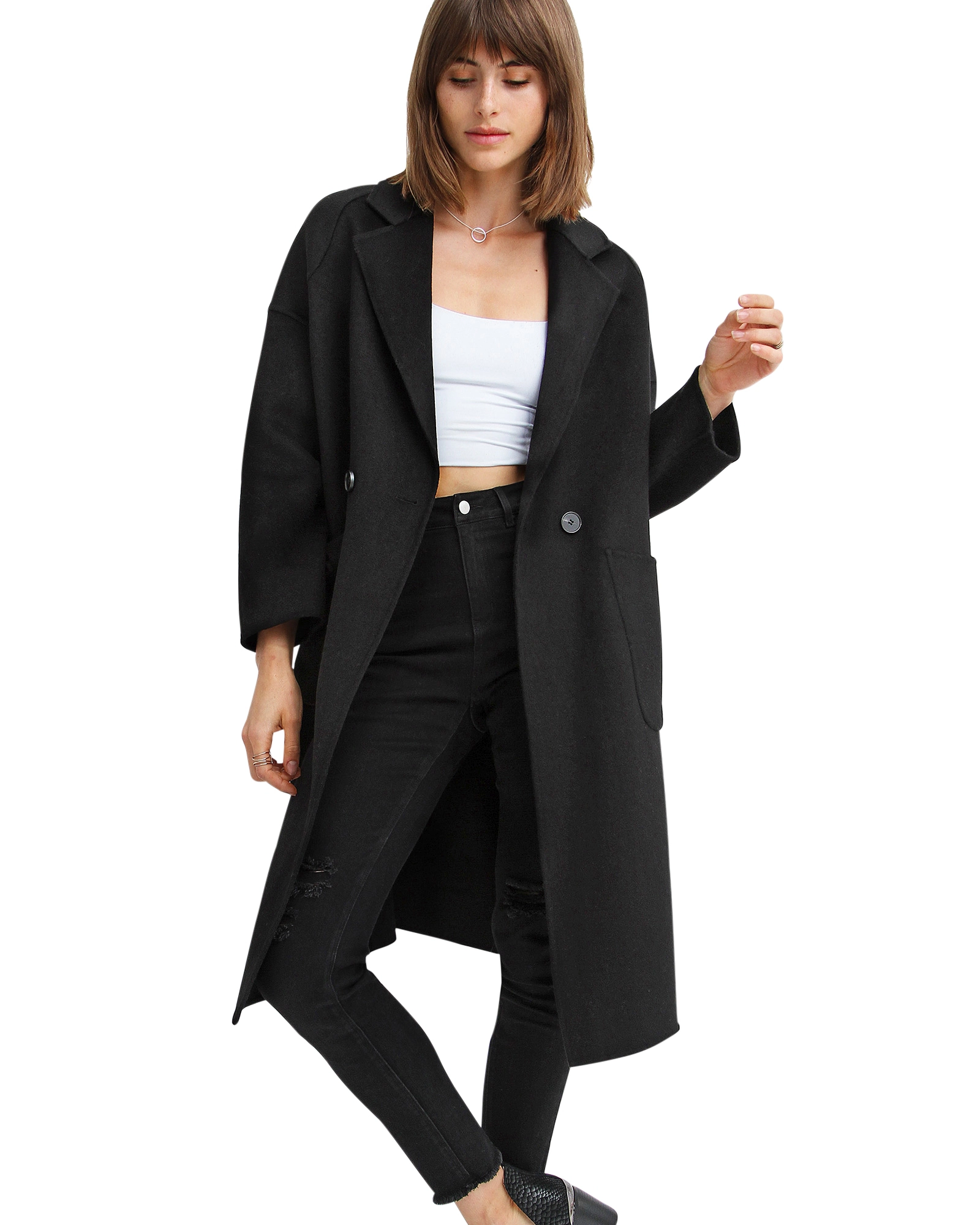 Belle & Bloom Womens Publisher Double-Breasted Wool Blend Coat