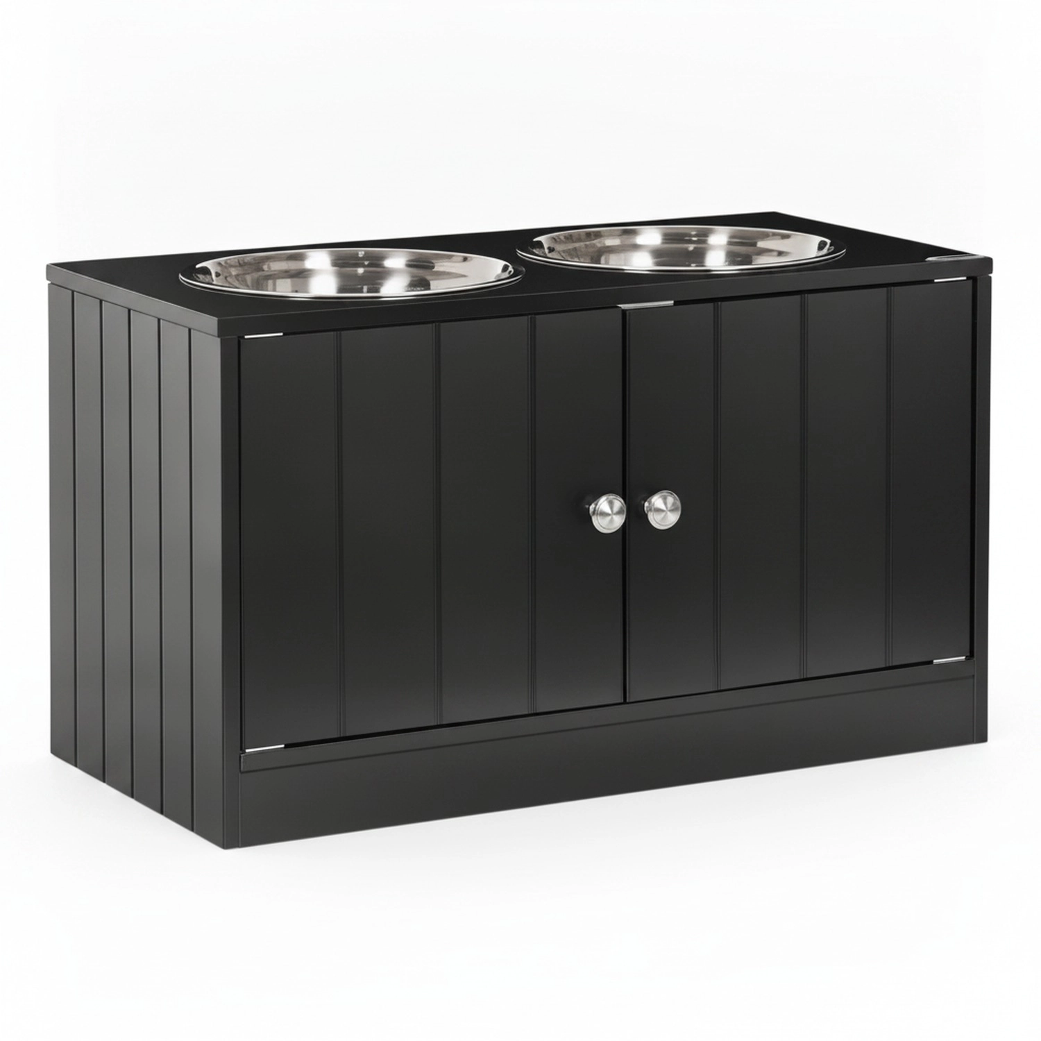 HONGGE Large Elevated Dog Bowls with Storage Cabinet Containing 44L Capacity Raised Bowl Stand Pet Food