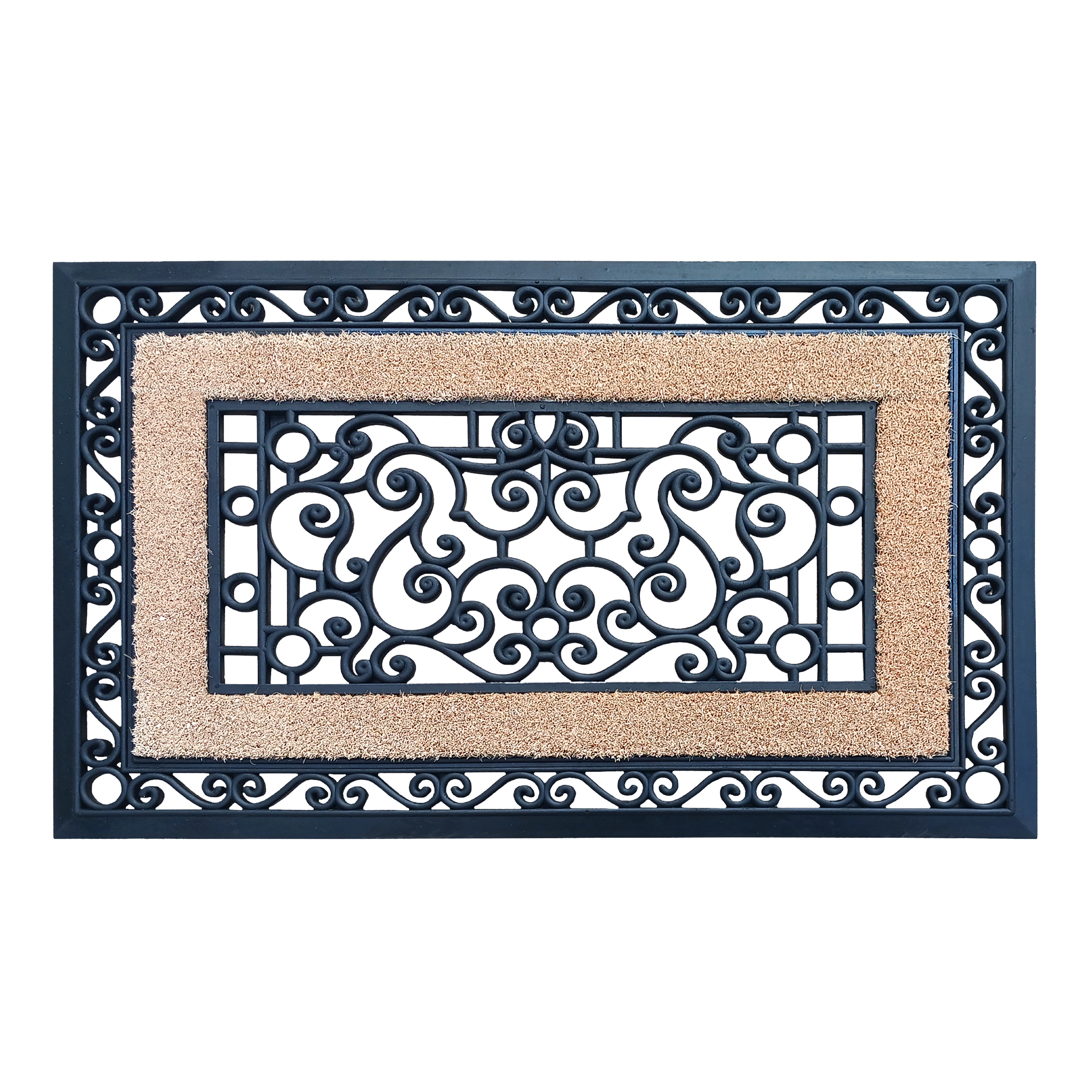 A1 Home Collections Coir and Rubber Door Mat 23x35 Inches Heavy Duty Iron Gate
