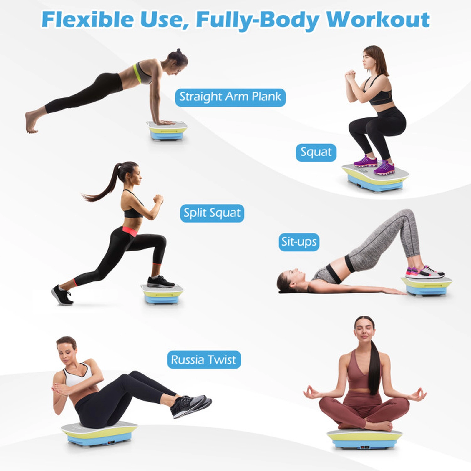 SUGIFT Green 220-lb Capacity 10-Speed Lymphatic Drainage Vibration Plate Exercise Machine with LED Display