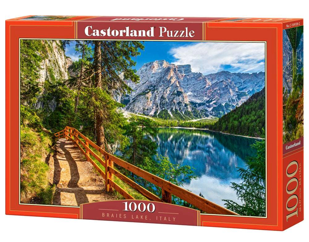 CASTORLAND 1000 Piece Jigsaw Puzzle, Braies Lake, Italy, Mountain Landscape, Dolomites, South Tyrol, C-104109-2
