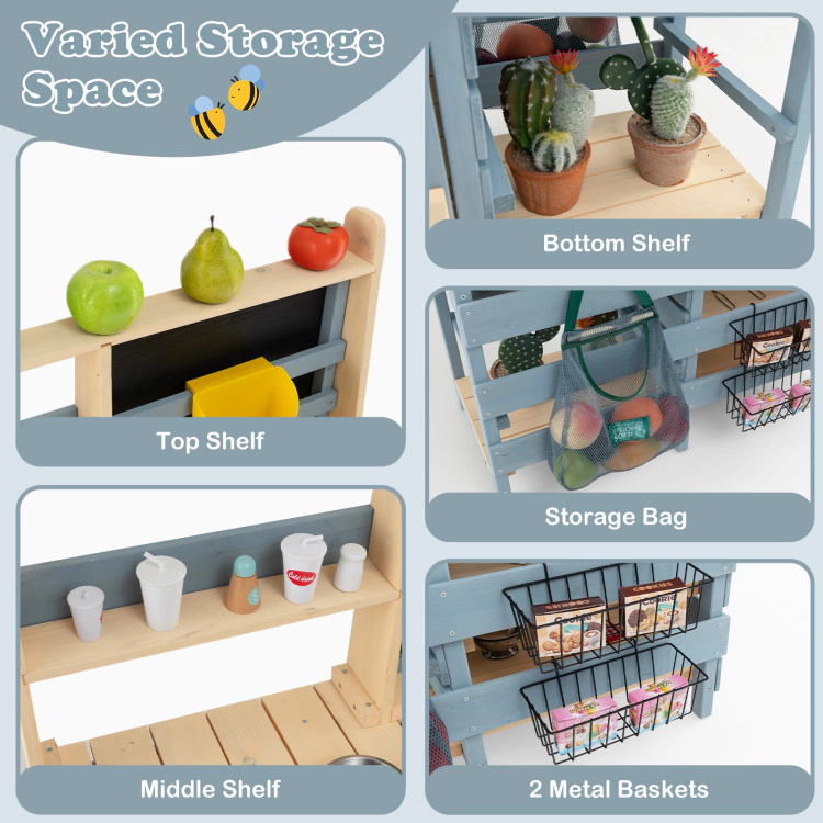 Hivvago 2-In-1 Outdoor Mud Kitchen with Faucet and Extra Chalkboard