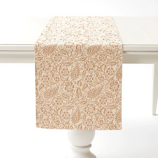 Alilang Unisex Floral Embroidered Table Runner with Intricate Pattern Detailing 13.5x47in
