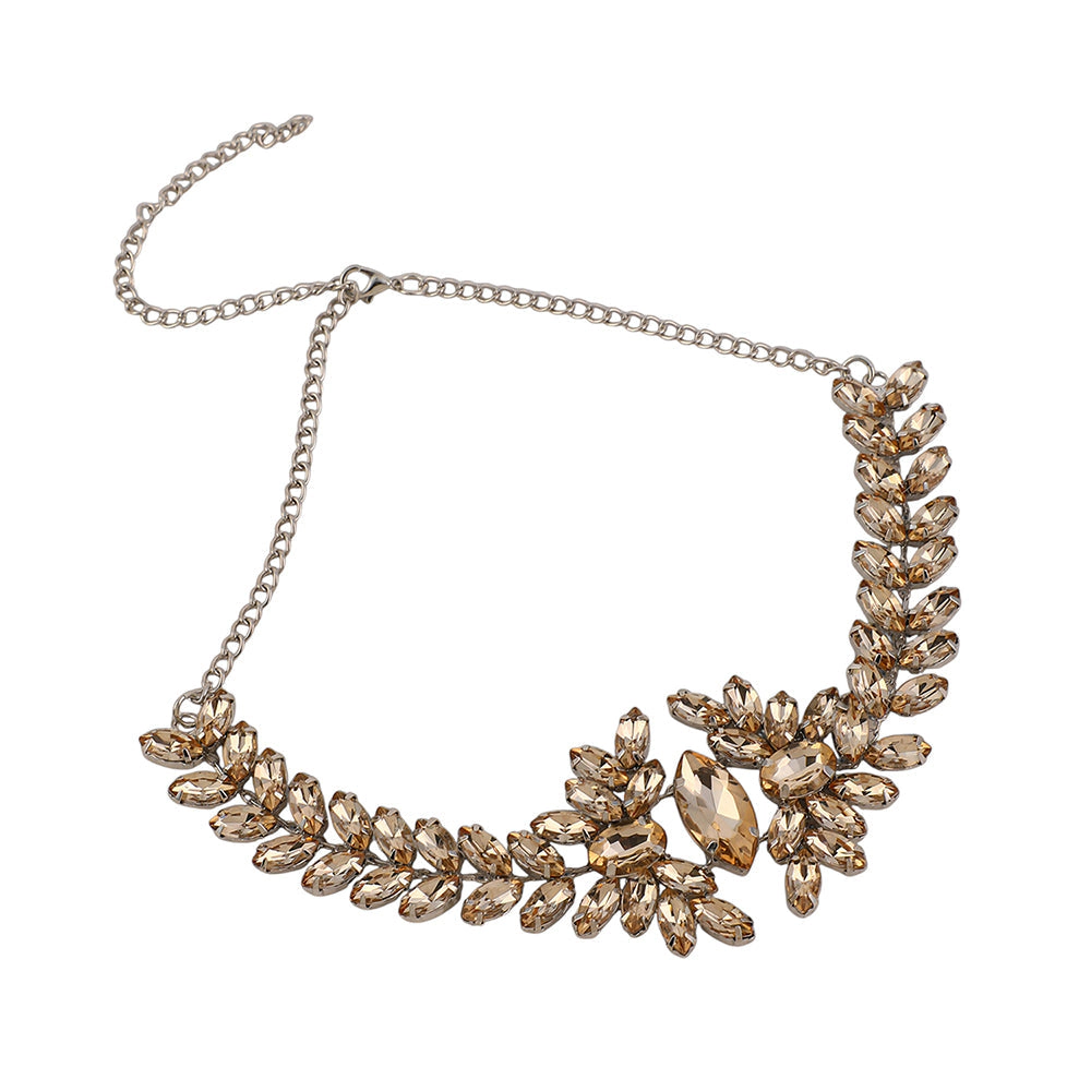 SOHI Women's The Marquise-Bloom Collar Necklace - Citrine Brown
