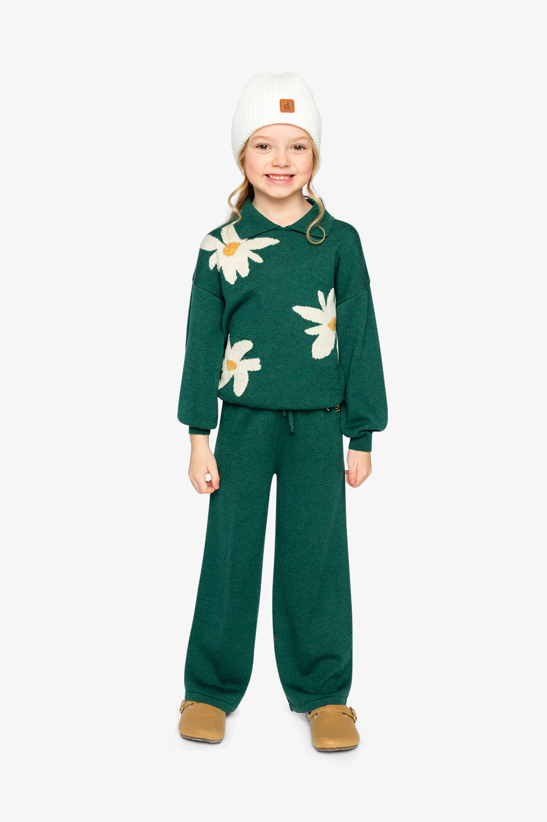 Deux par Girls Daisy Jacquard Shirt-Collar Knitted Sweater