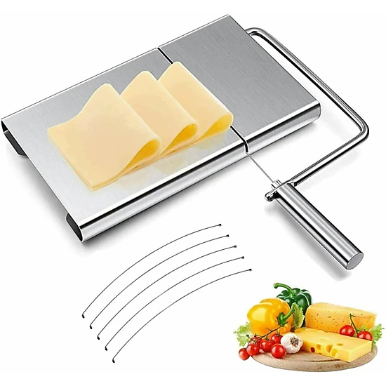 Home Collection Stainless Steel Cheese Slicer Board with 5 Replacement Wires