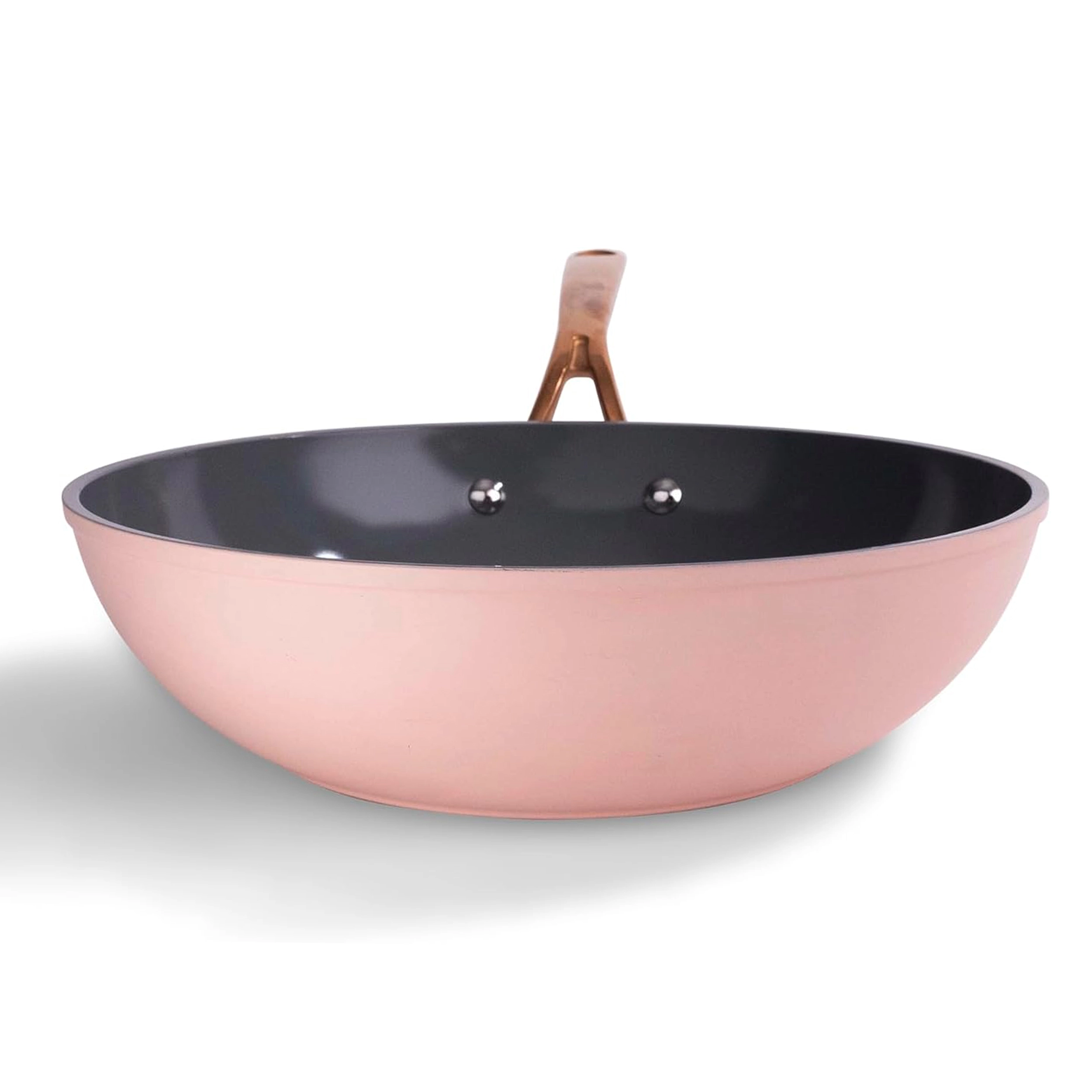 frok All-In-One 11 Inch Ceramic Nonstick Aluminum Pan with Lid in Blush Rose Gold