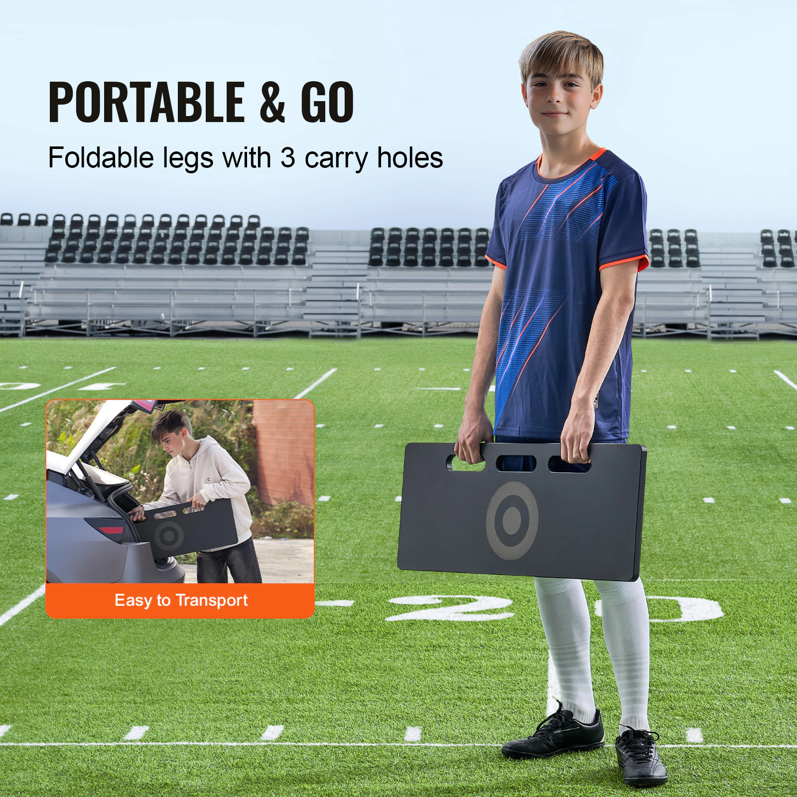 HONGGE Soccer Rebounder Board Portable Soccer Wall with 2 Angles Rebound Foldable HDPE Kickback Rebound Board Soccer