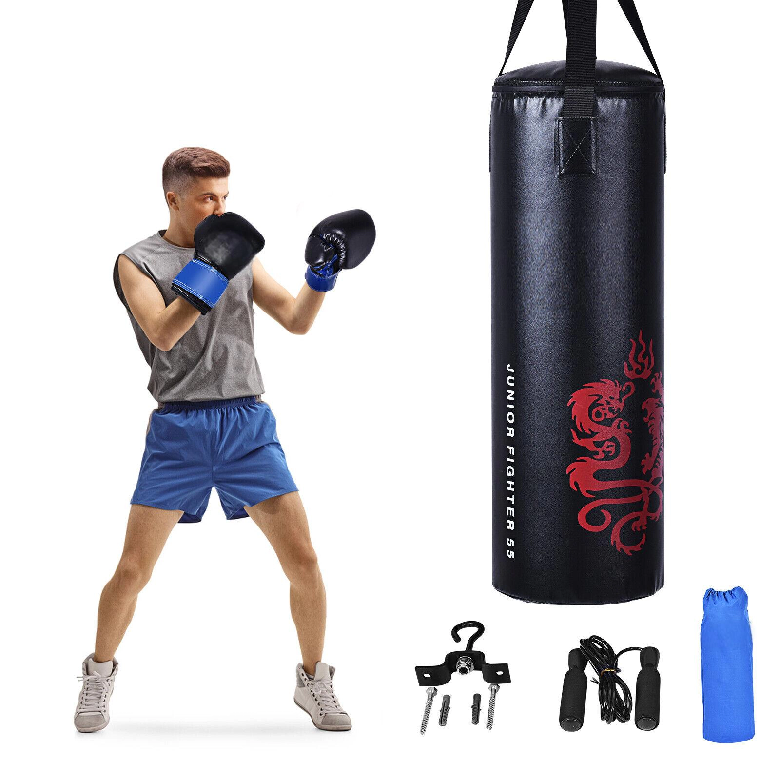 SUGIFT 5-Piece 40-lb Filled PU Punching Boxing Set with 28 x 10 x 10 in Sandbag Ages 5+ Black Blue Red White