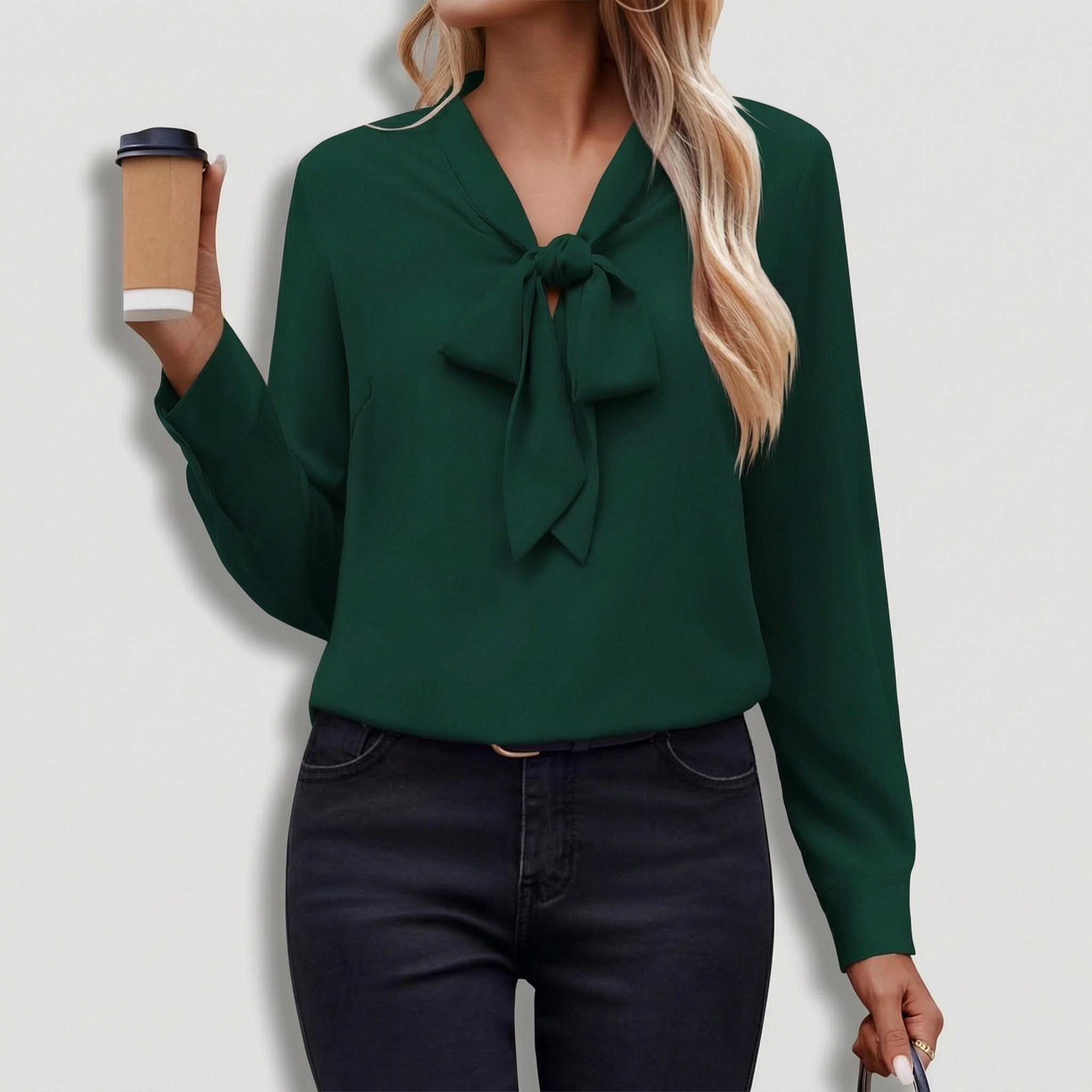 Zeagoo White Blouse for Women Long Sleeve Work Casual Chiffon Tops Bow Tie Ladies Business Shirts