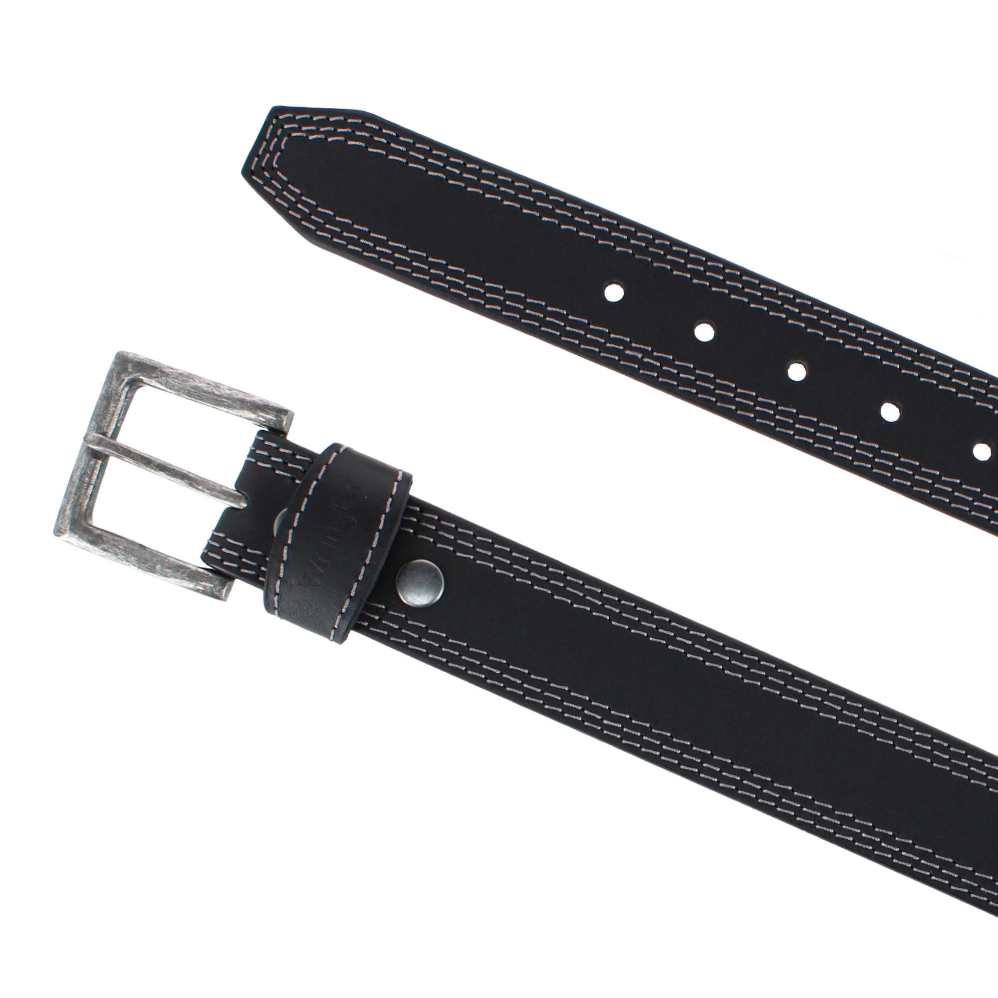 Wrangler Men's Crazy Horse Leather Belt with Removable Buckle
