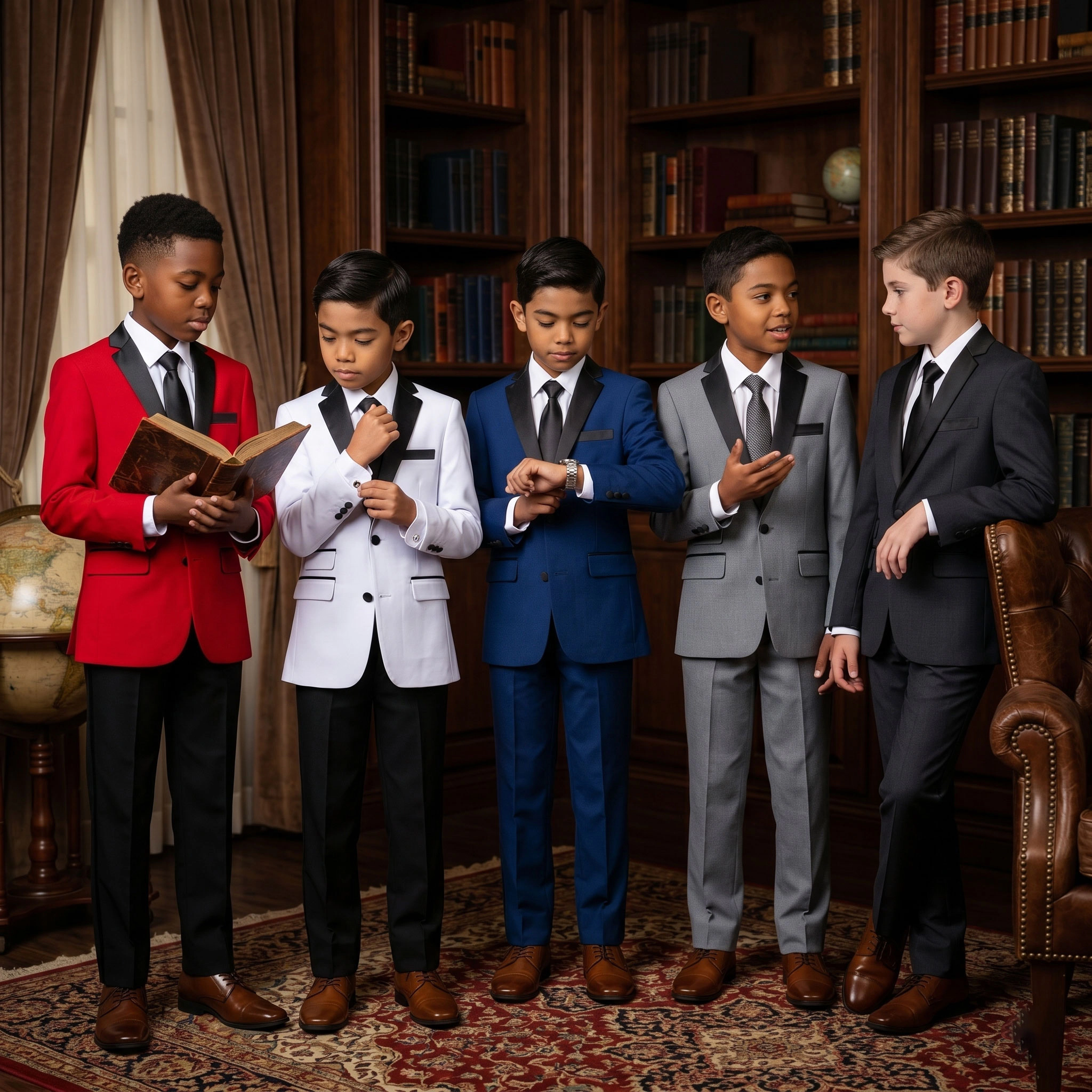 Tazzio Little & Big Boys Slim Fit 4-Pc. Solid Suit Set